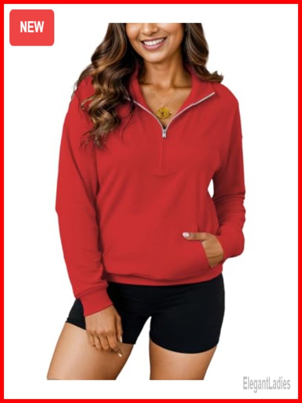 Womens Oversized Quarter Zip Sweatshirt Kangaroo Pocket Long Sleeve Pullover